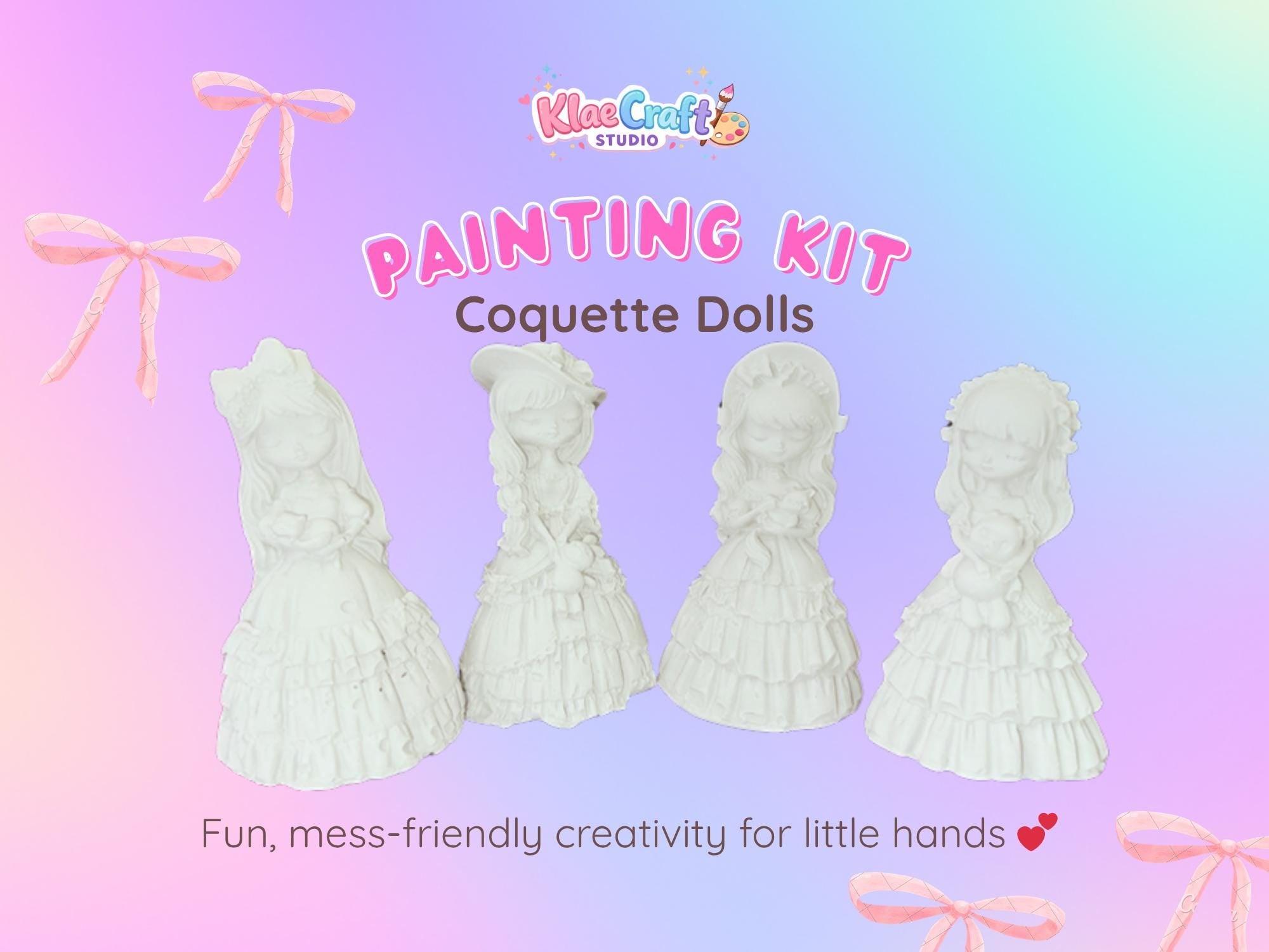 Coquette Dolls Painting Kit | DIY Craft Activity for Kids, KlaeCraft Studio