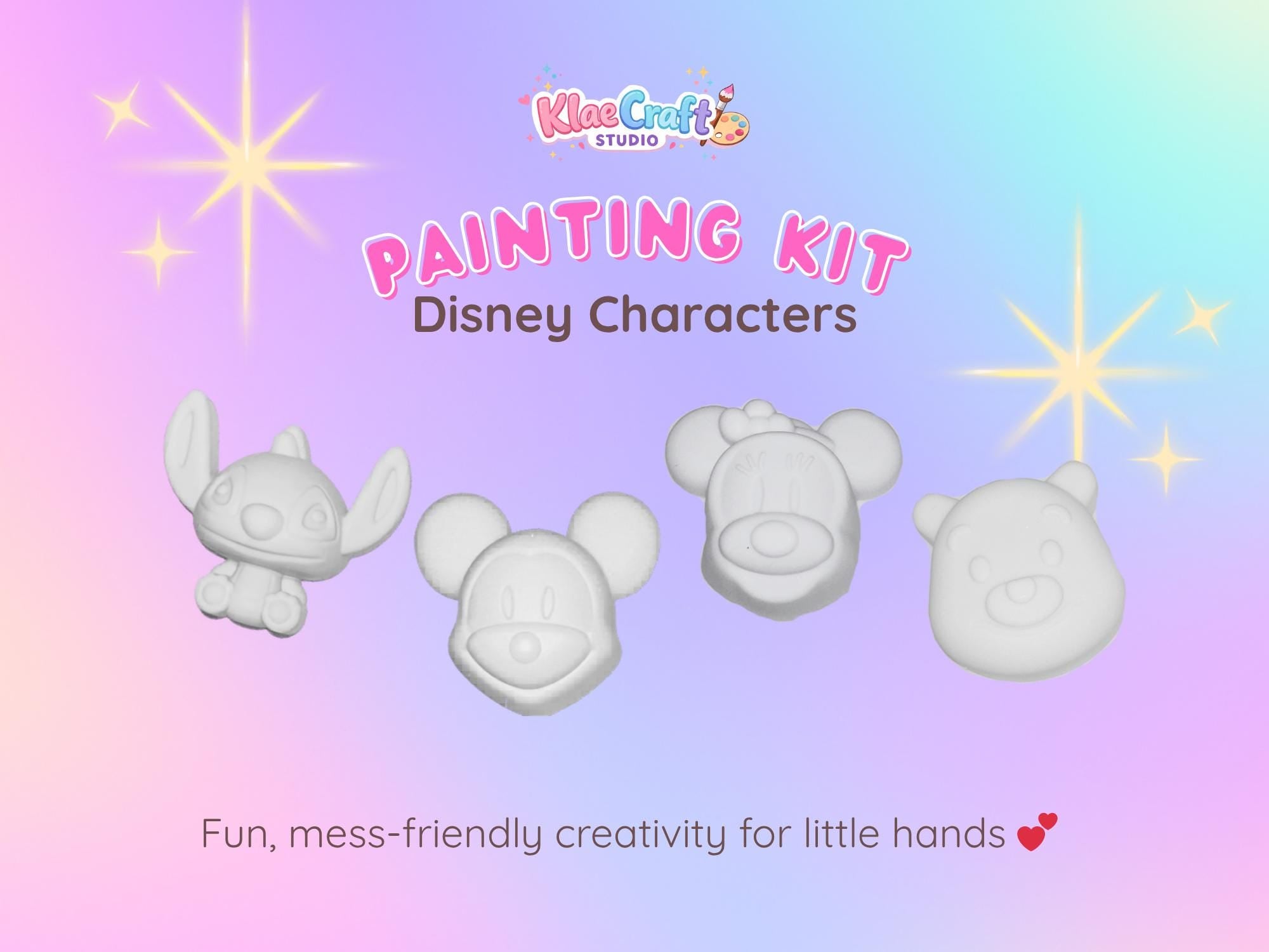 DISNEY CHARACTER Paint Kit | DIY Craft Kit for Kids | Activity Kit | Paint Your Own Figures | Creative Gift for Kids | KlaeCraft Studio