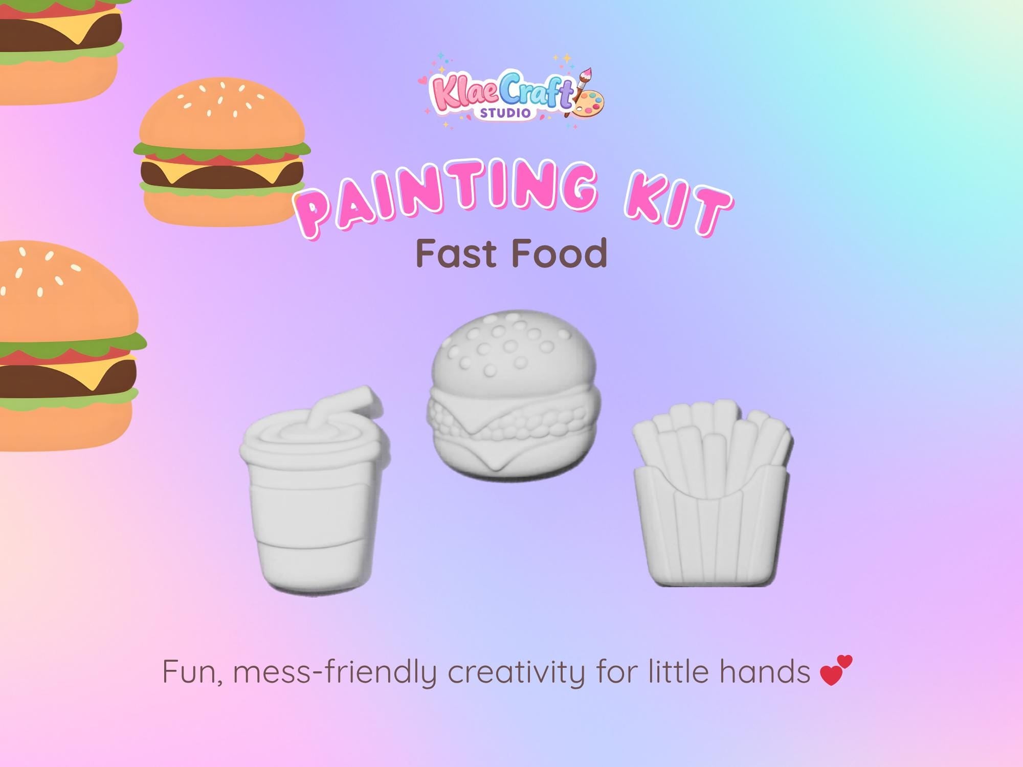 Fast Food Painting Kit | DIY Craft Activity for Kids, Paint Figures